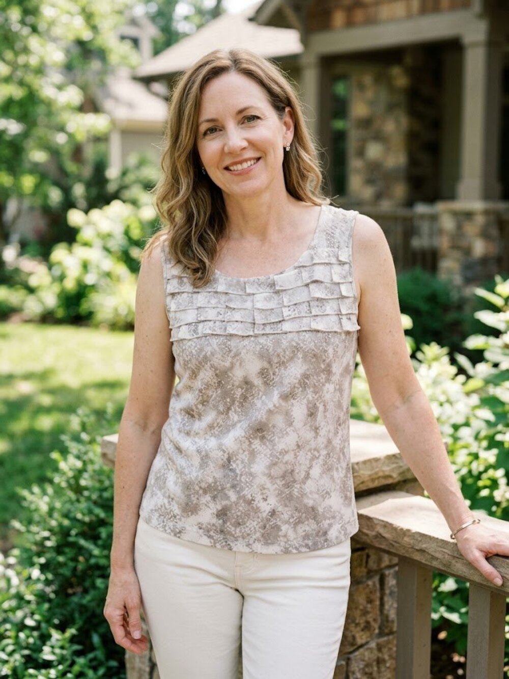 Chico's Embellished Pattern Knit Tank Top